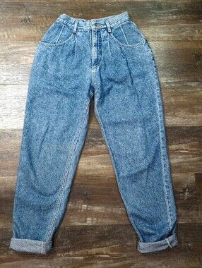 Vintage 80s 90s Lee Pleated Front Tapered Leg Jeans Sz 10L Tall Retro